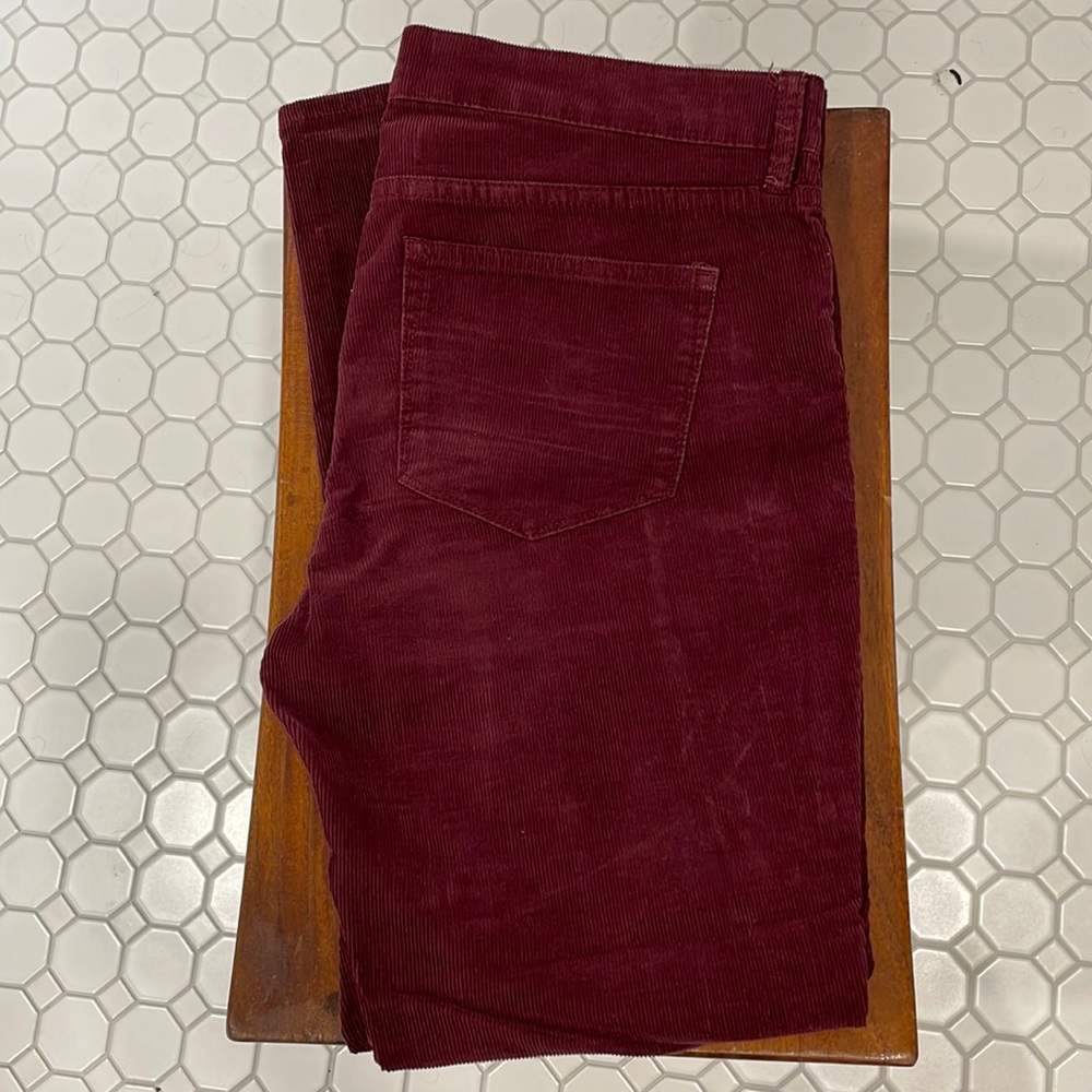 J. Crew skinny cut burgundy cords size 28